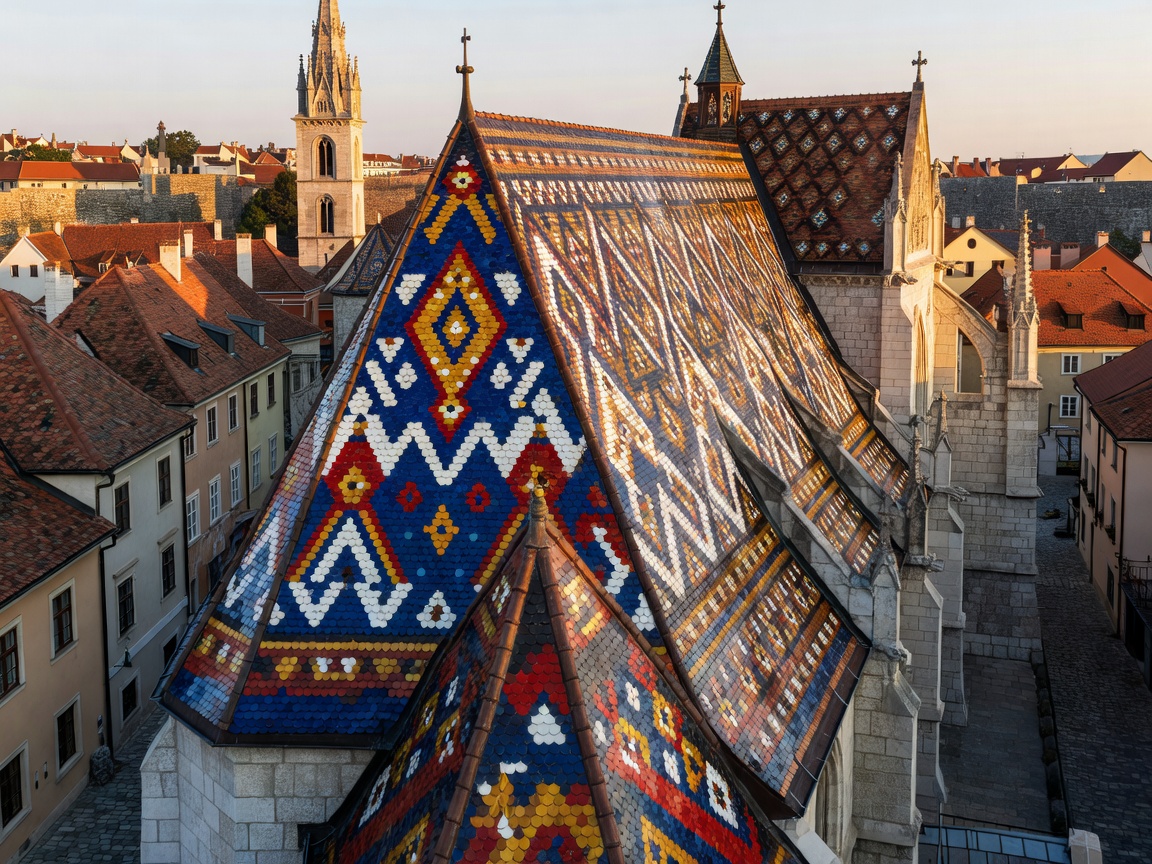 Colourful tiled roof of St. Mark's Church in Zagreb's Upper Town