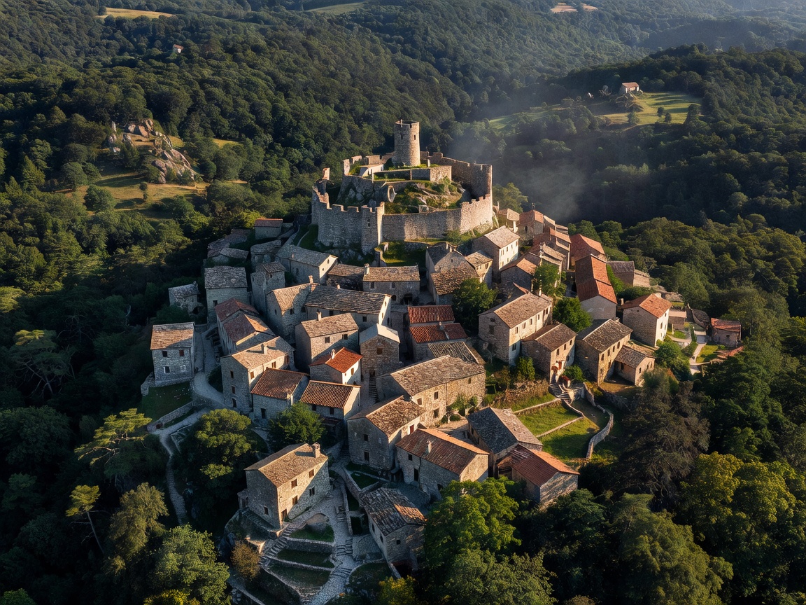 Medieval hilltop town of Motovun surrounded by Istrian forest