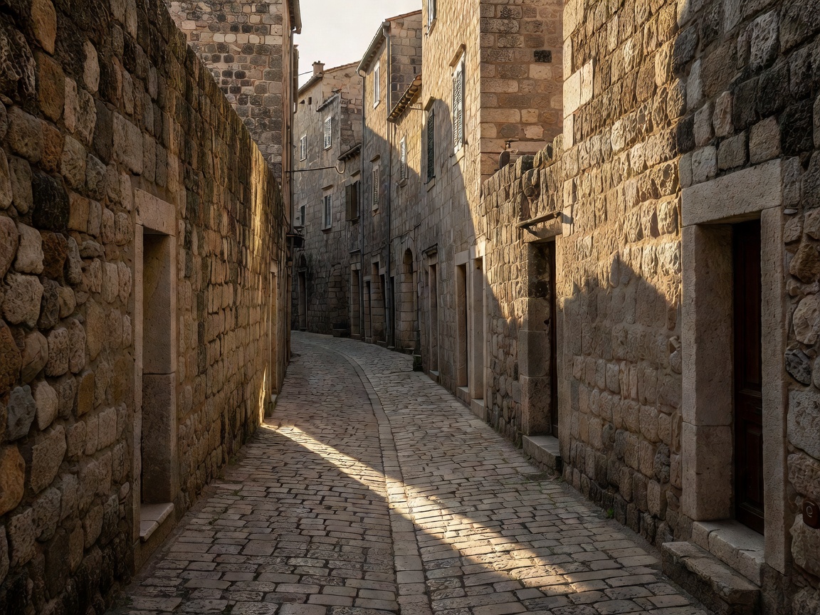 Narrow stone streets inside the walled old town of Korčula